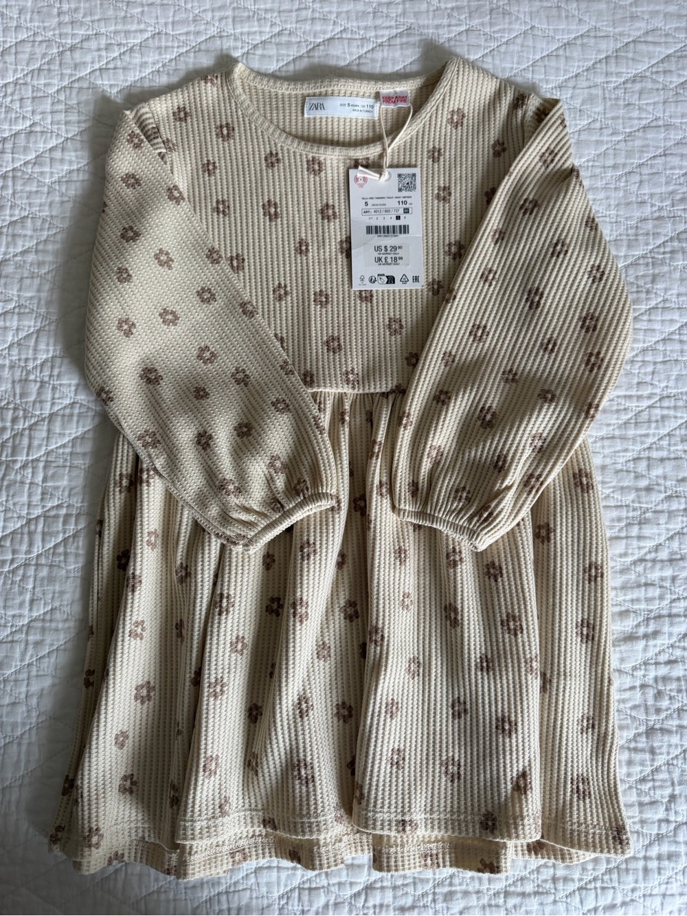 H&M Girls Floral Long Sleeve Dress Size 4 NWT